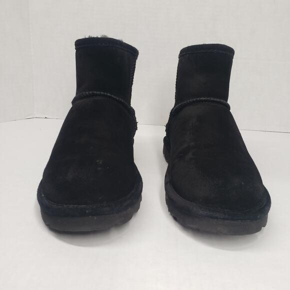 BearPaw Alyssa Boots Womens 9 Black 5" Suede Bohemian Ankle Casual Sheepskin - Picture 10 of 14